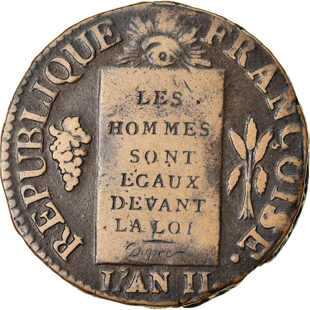Moneta, Francia, Sol aux balances françoise, Sol, 1793, Lyon, MB+, Bronzo