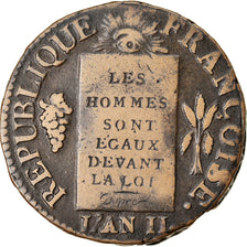 Moneta, Francia, Sol aux balances françoise, Sol, 1793, Lyon, MB+, Bronzo