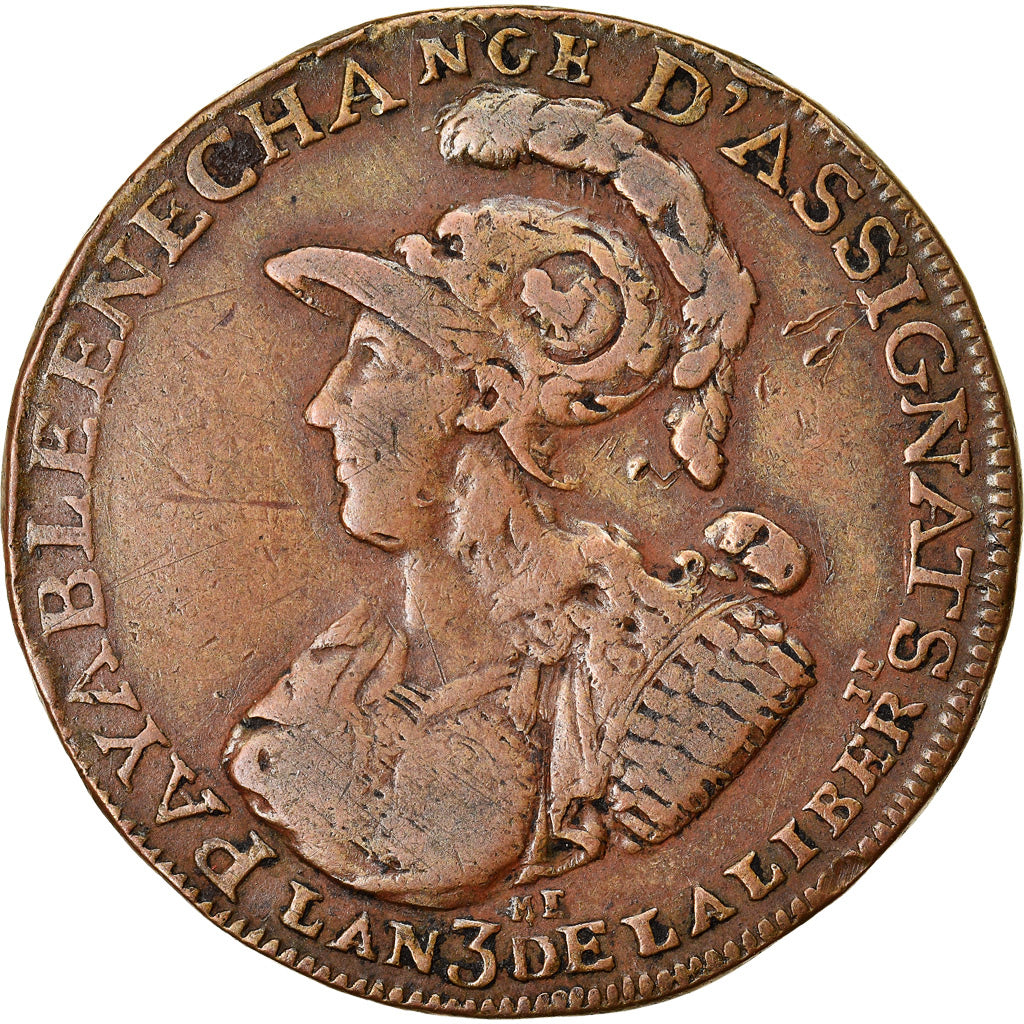 Munten, Frankrijk, 2 Sols 6 Deniers, 1791, FR, Koper, KM:Tn37, Brandon:210a