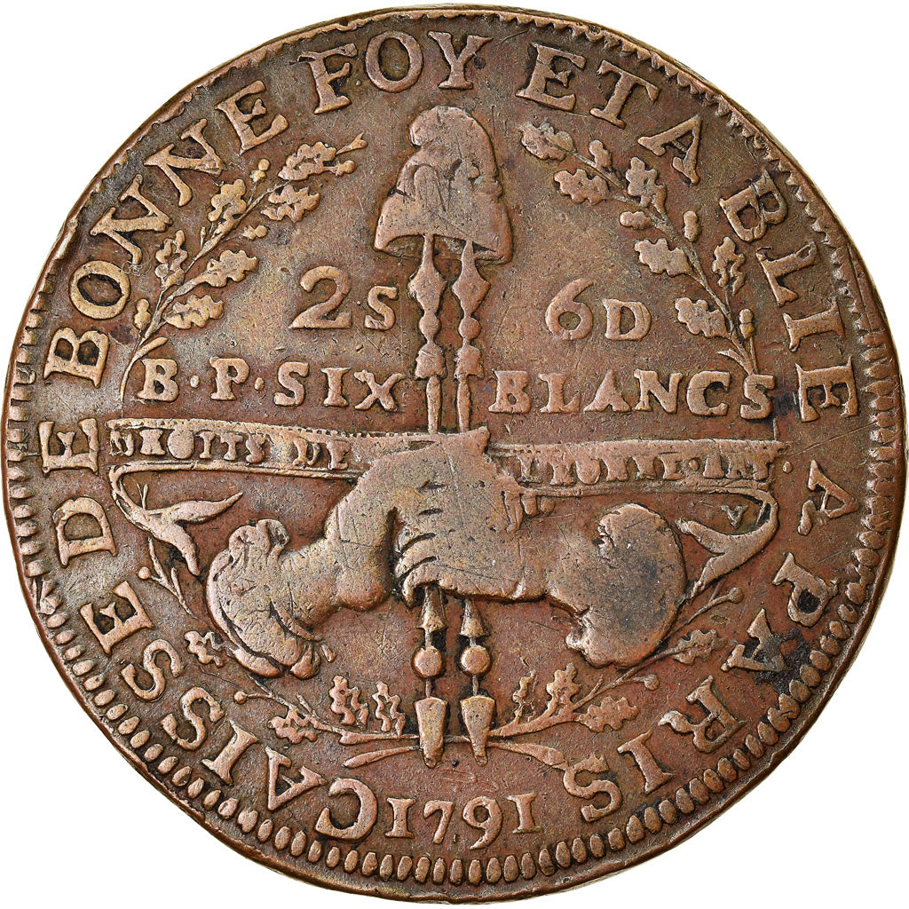 Munten, Frankrijk, 2 Sols 6 Deniers, 1791, FR, Koper, KM:Tn37, Brandon:210a