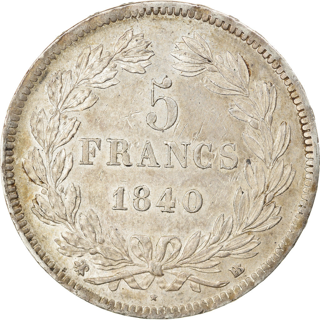 Moneda, Francia, Louis-Philippe, 5 Francs, 1840, Strasbourg, EBC, Plata