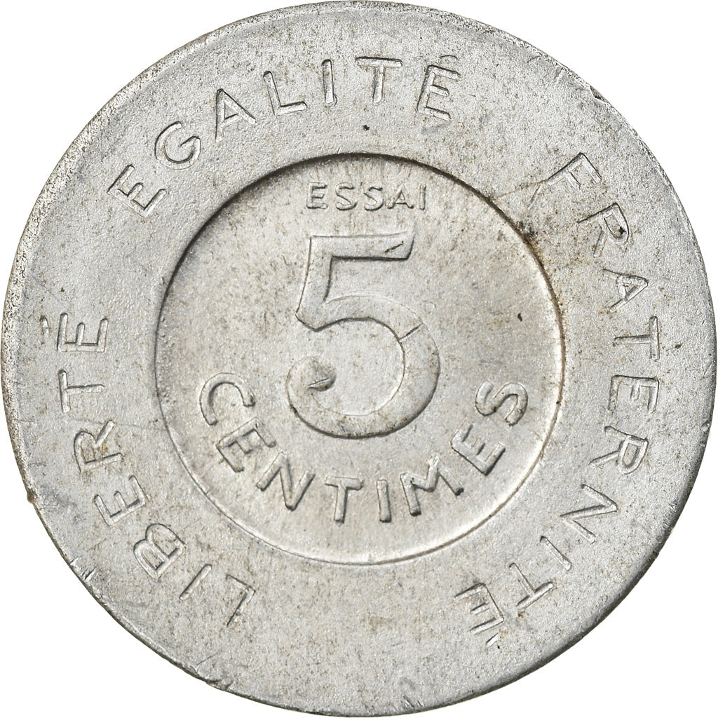 Moeda, França, 5 Centimes, 1909, ENSAIO, AU(55-58), Alumínio, Gadoury:166