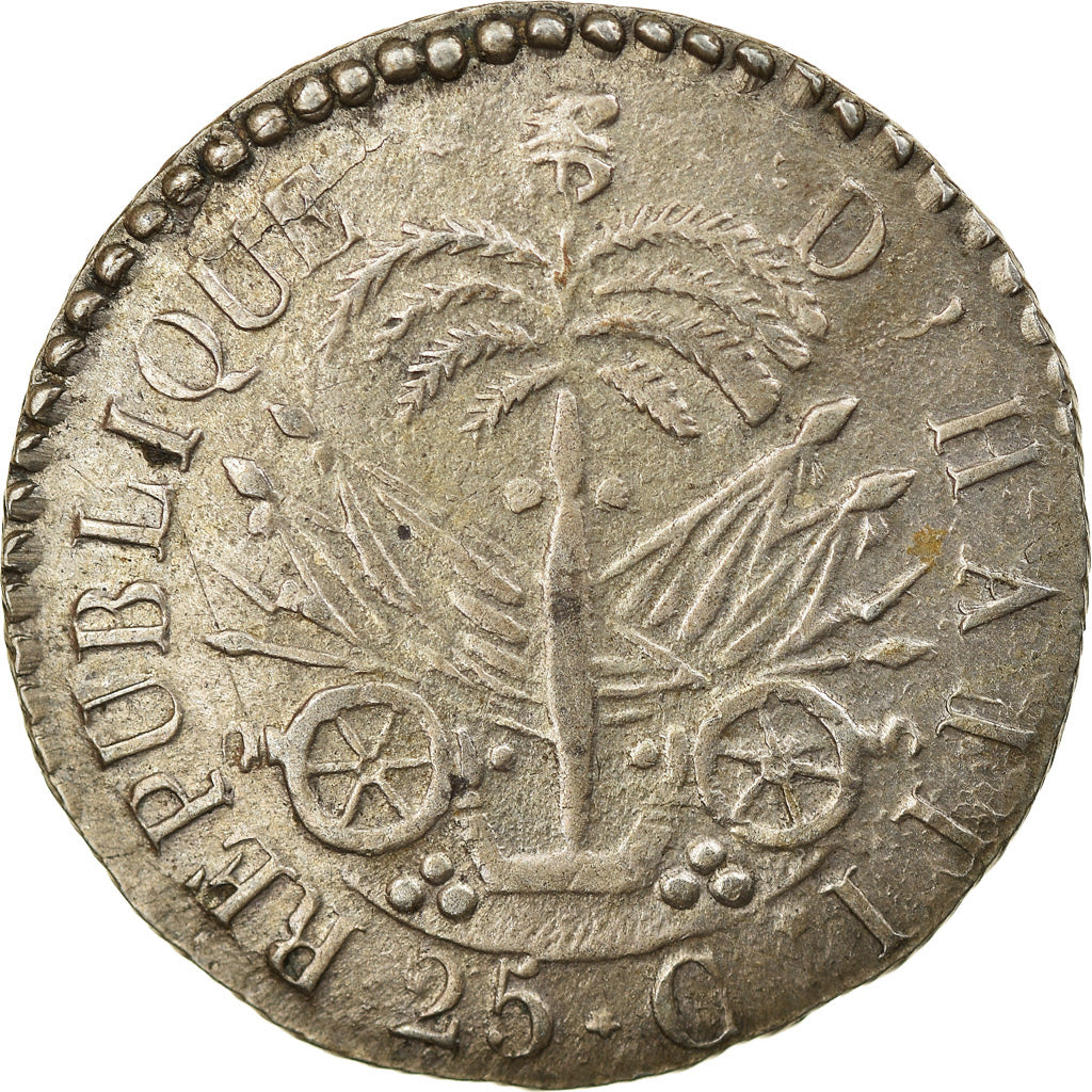 Münze, Haiti, 25 Centimes, 1828, SS, Silber, KM:18.1