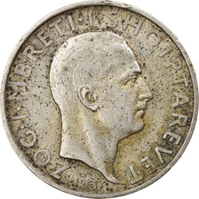 Münze, Albania, Zog I, Frang Ar, 1935, Rome, SS, Silber, KM:16