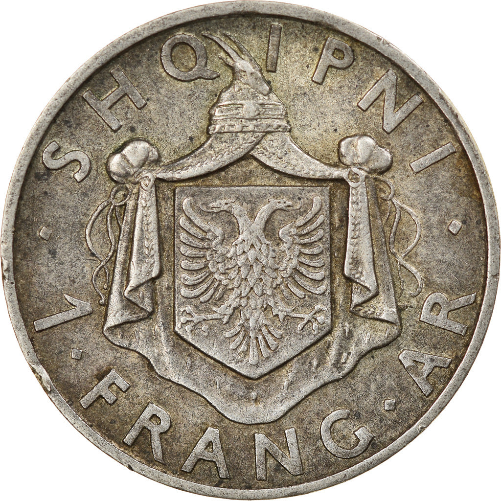 Moneta, Albania, Zog I, Frang Ar, 1935, Rome, EF(40-45), Srebro, KM:16