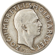Monnaie, Albania, Zog I, Frang Ar, 1935, Rome, TTB, Argent, KM:16