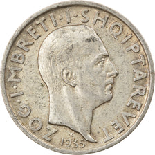Monnaie, Albania, Zog I, Frang Ar, 1935, Rome, TTB+, Argent, KM:16