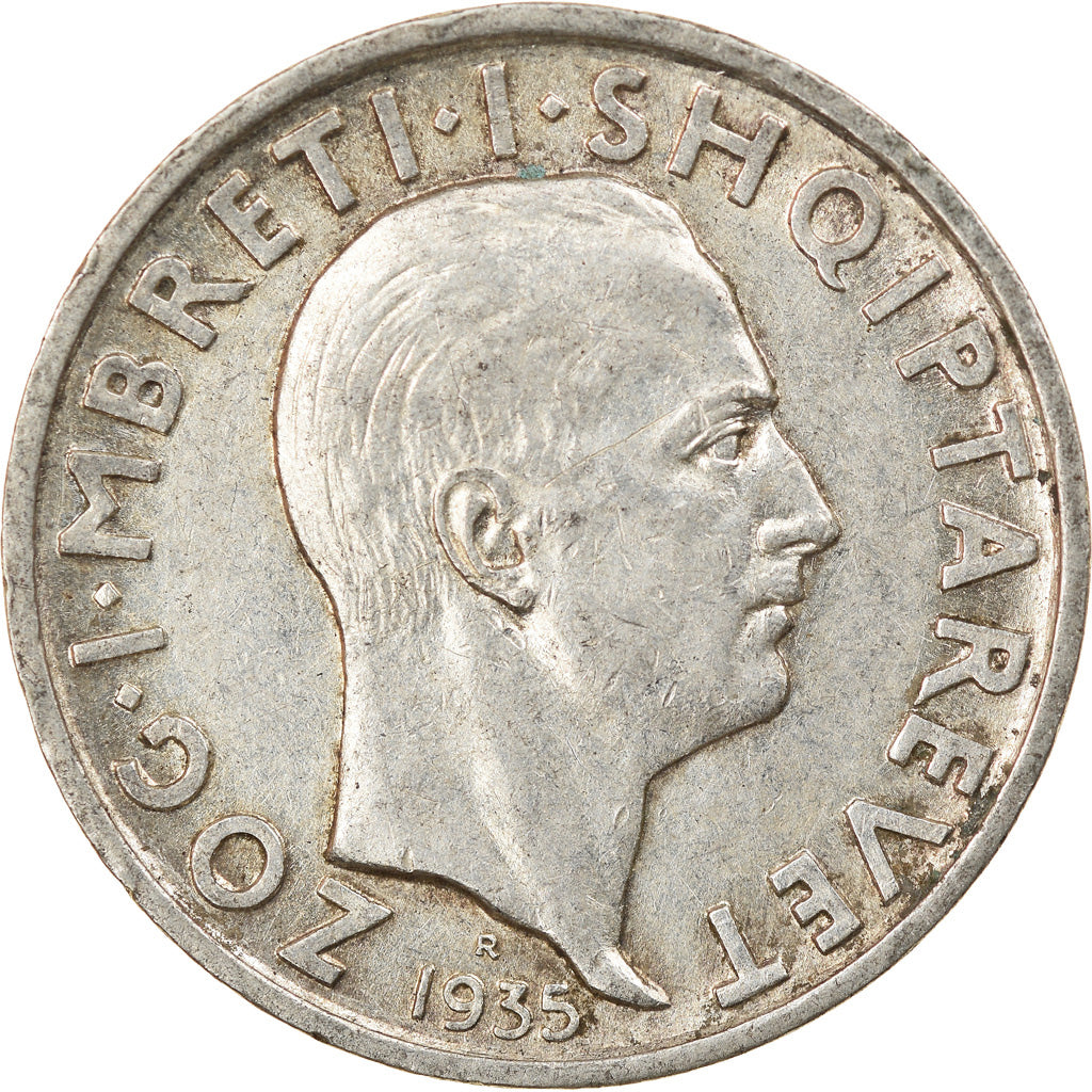Münze, Albania, Zog I, Frang Ar, 1935, Rome, SS+, Silber, KM:16