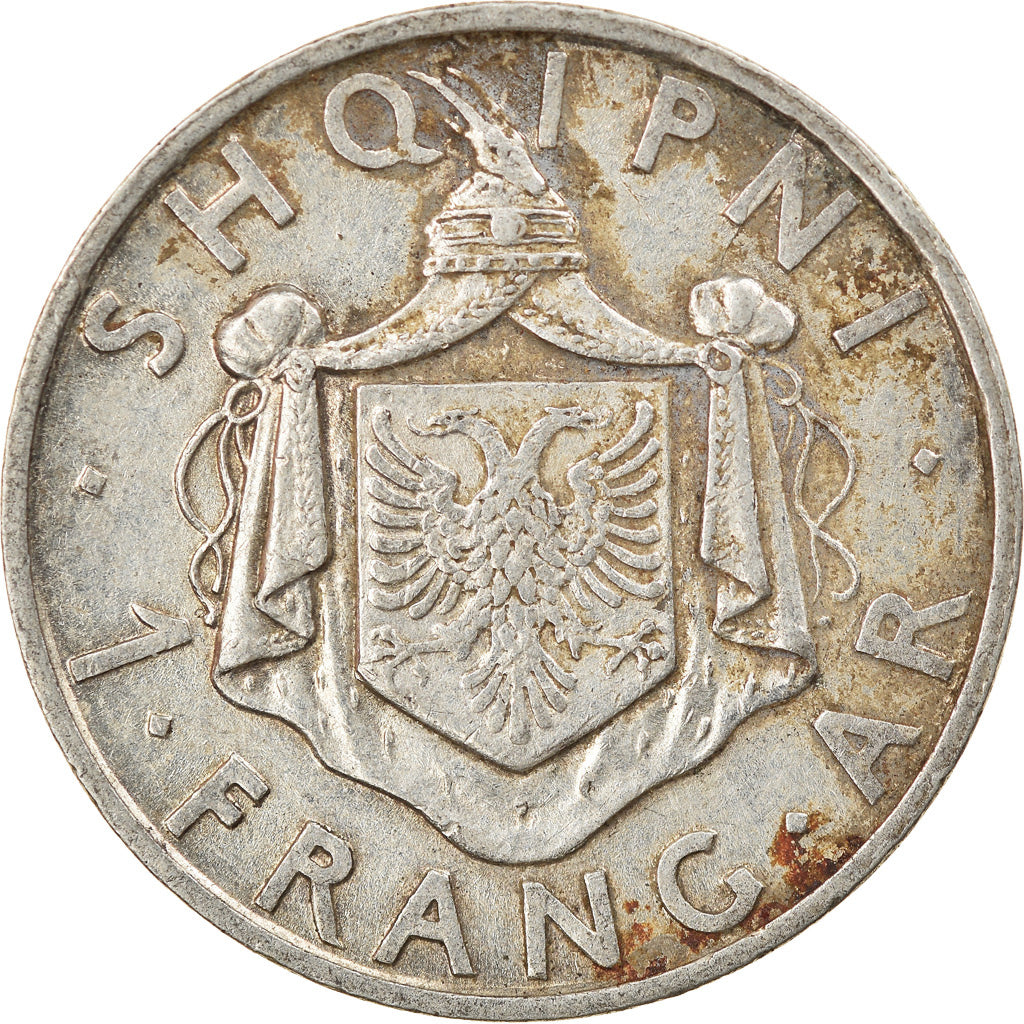 Münze, Albania, Zog I, Frang Ar, 1935, Rome, SS+, Silber, KM:16