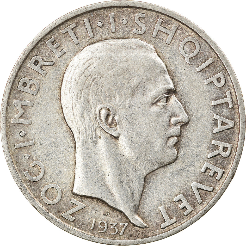 Moneta, Albania, Zog I, Frang Ar, 1937, Rome, BB+, Argento, KM:18