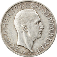 Moneta, Albania, Zog I, Frang Ar, 1937, Rome, BB+, Argento, KM:18