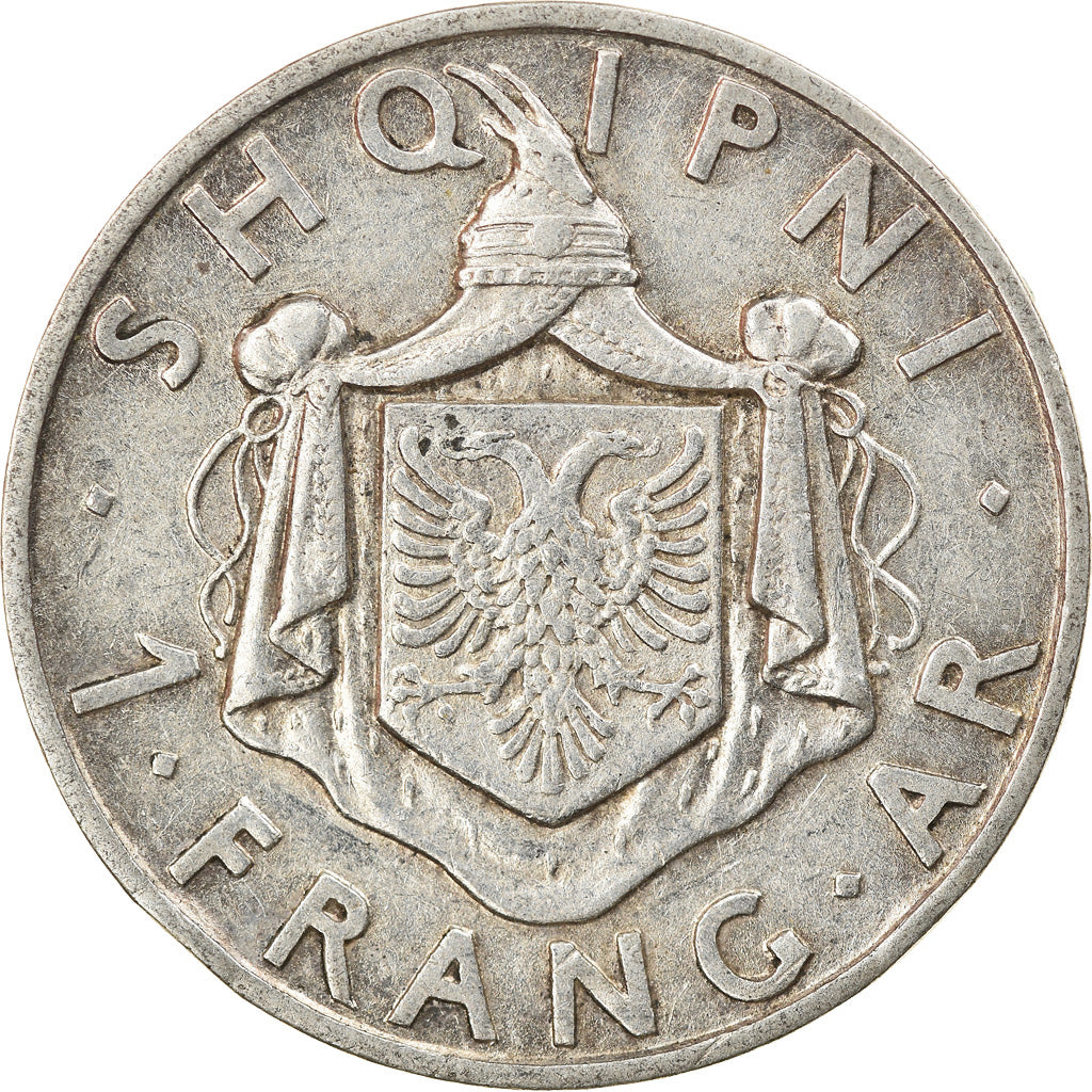 Moneta, Albania, Zog I, Frang Ar, 1937, Rome, BB+, Argento, KM:18