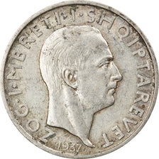 Monnaie, Albania, Zog I, Frang Ar, 1937, Rome, TTB+, Argent, KM:18