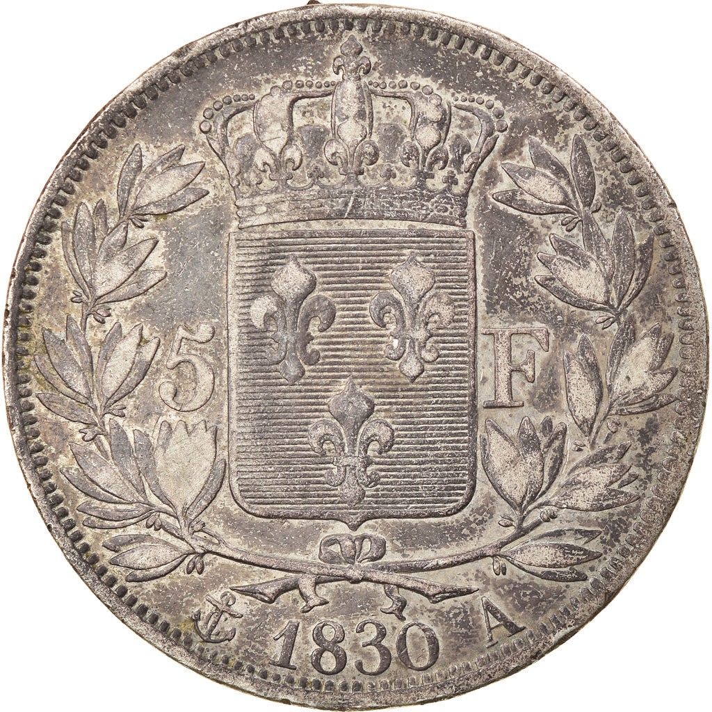 Coin, France, Charles X, 5 Francs, 1830, Paris, VF(30-35), Silver, KM:728.1