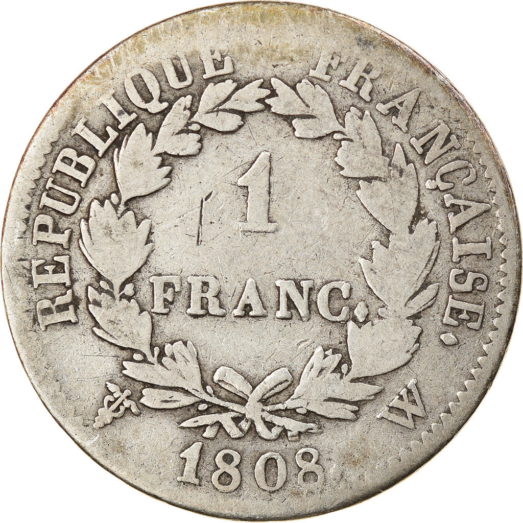 Coin, France, Napoléon I, Franc, 1808, Lille, VF(30-35), Silver, KM:682.14