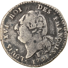 Moneta, Francia, Louis XVI, 15 Sols, 1791, Limoges, MB+, Argento, KM:604.5