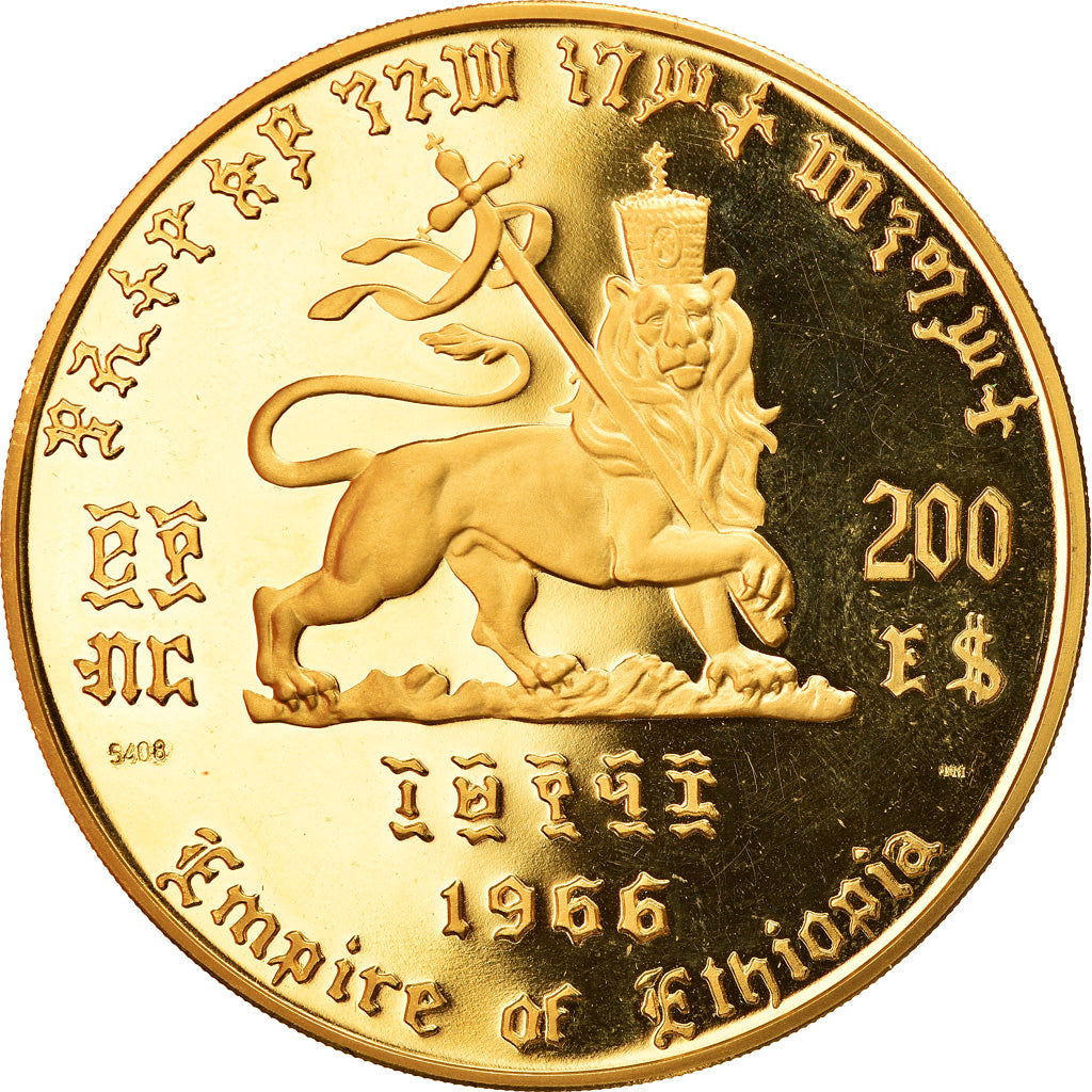 Moneda, Etiopía, Haile Selassie, 200 Dollars, 1966, FDC, Oro, KM:42