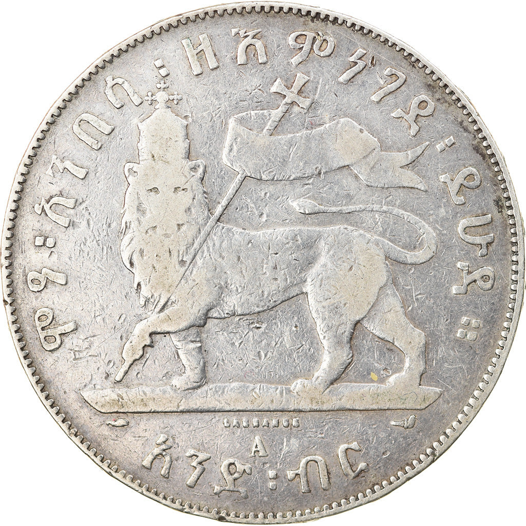 Coin, Ethiopia, Menelik II, Birr, 1897, Paris, VF(30-35), Silver, KM:5