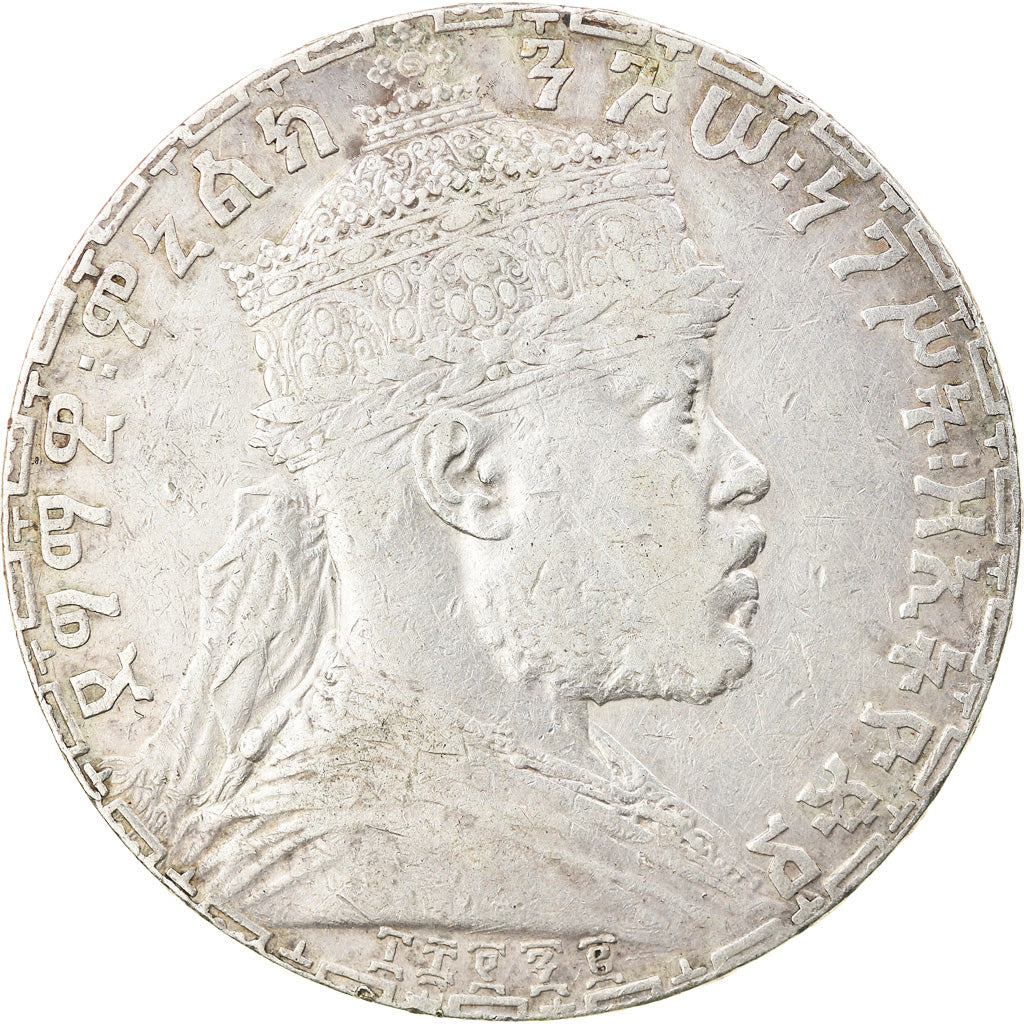Moneta, Etiopia, Menelik II, Birr, 1892 (1899), Paris, BB, Argento, KM:19