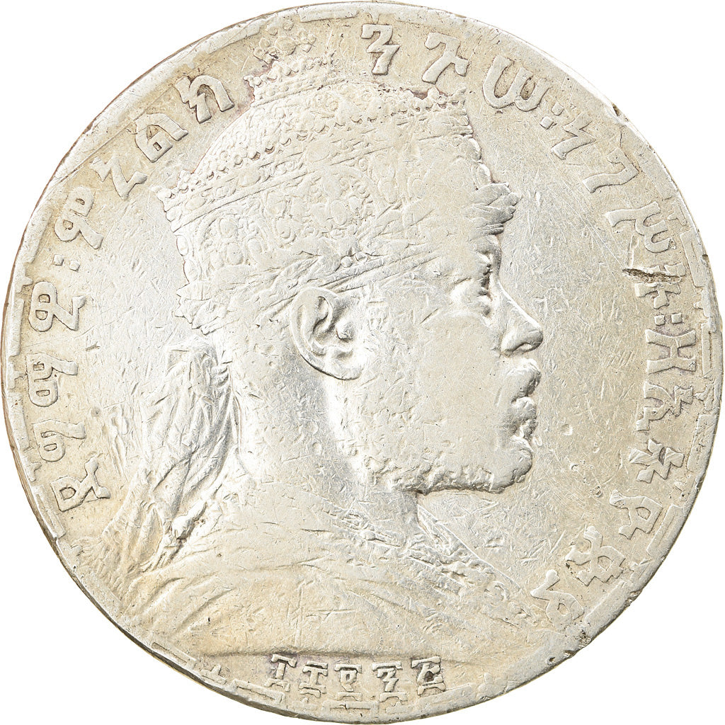 Coin, Ethiopia, Menelik II, Birr, 1902, Paris, VF(20-25), Silver, KM:19