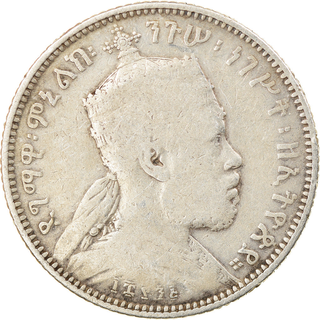 Munten, Ethiopië, Menelik II, 1/4 Birr, 1902, Paris, ZG+, Zilver, KM:3