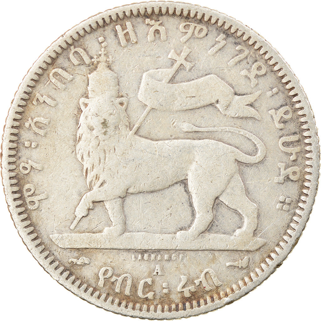 Munten, Ethiopië, Menelik II, 1/4 Birr, 1902, Paris, ZG+, Zilver, KM:3