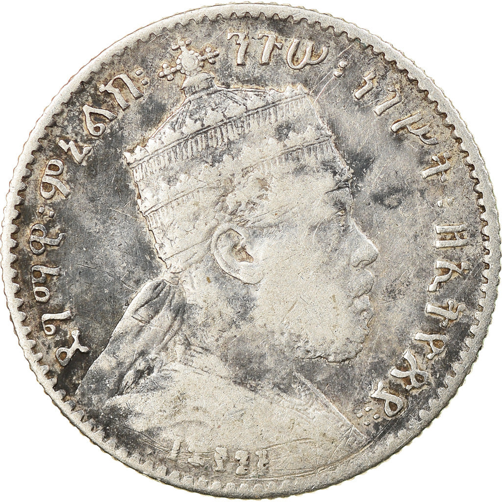 Coin, Ethiopia, Menelik II, 1/8 Birr, 1895 (EE 1887), Paris, VF(30-35), Silver