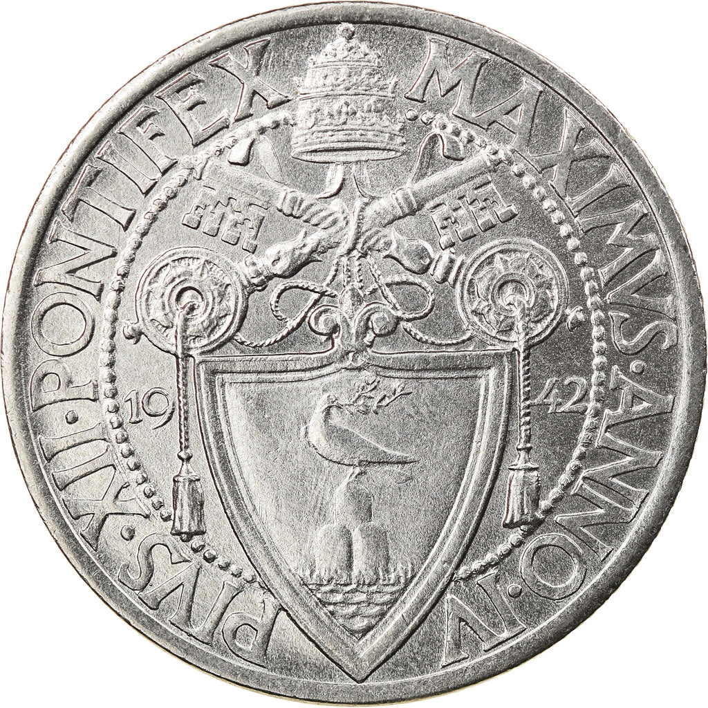 Münze, Vatikanstadt, Pius XII, Lira, 1942, Roma, VZ, Stainless Steel, KM:35