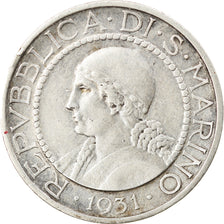 Monnaie, San Marino, 5 Lire, 1931, Rome, SUP, Argent, KM:9