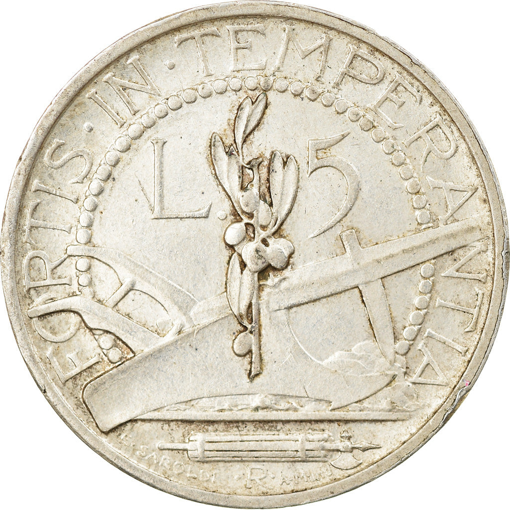 Moneda, San Marino, 5 Lire, 1935, Rome, EBC, Plata, KM:9