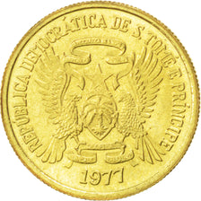 SAINT THOMAS & PRINCE ISLAND, 50 Centimos, 1977, KM #25, MS(63), Brass, 17, 1.75