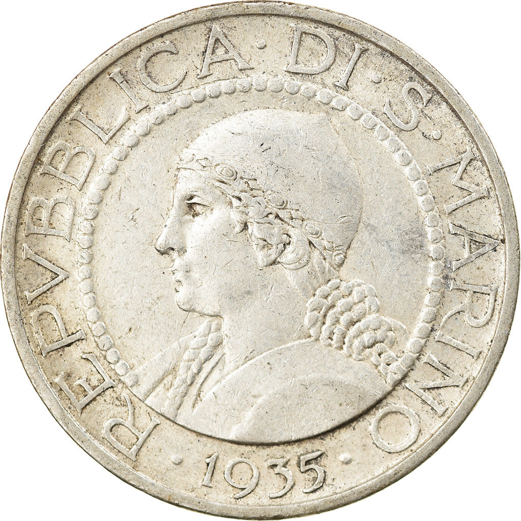 Moneda, San Marino, 5 Lire, 1935, Rome, EBC, Plata, KM:9