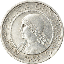 Monnaie, San Marino, 5 Lire, 1935, Rome, SUP, Argent, KM:9
