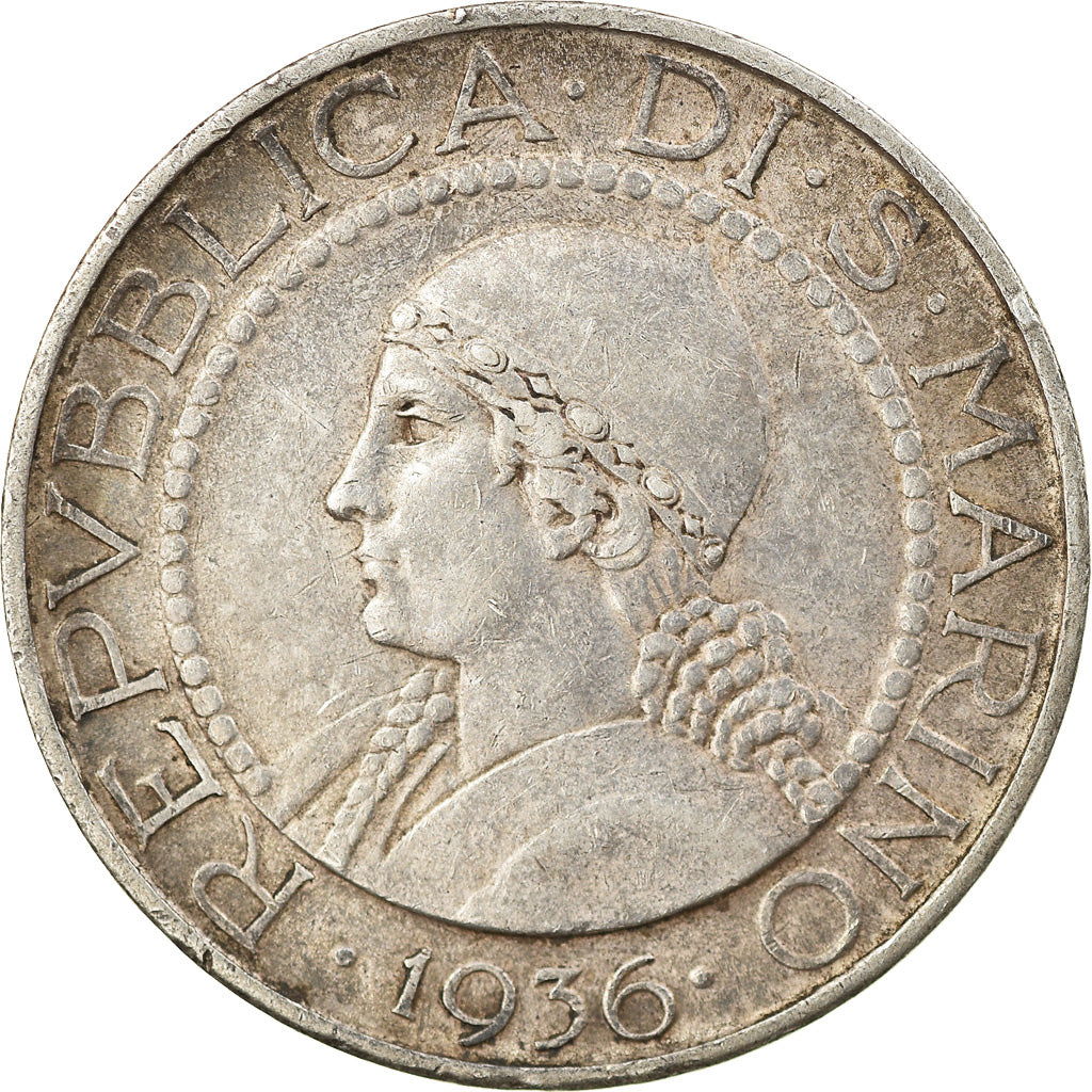 Moneda, San Marino, 5 Lire, 1936, Rome, EBC, Plata, KM:9