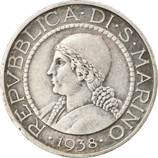 Moneta, San Marino, 5 Lire, 1938, Rome, BB, Argento, KM:9