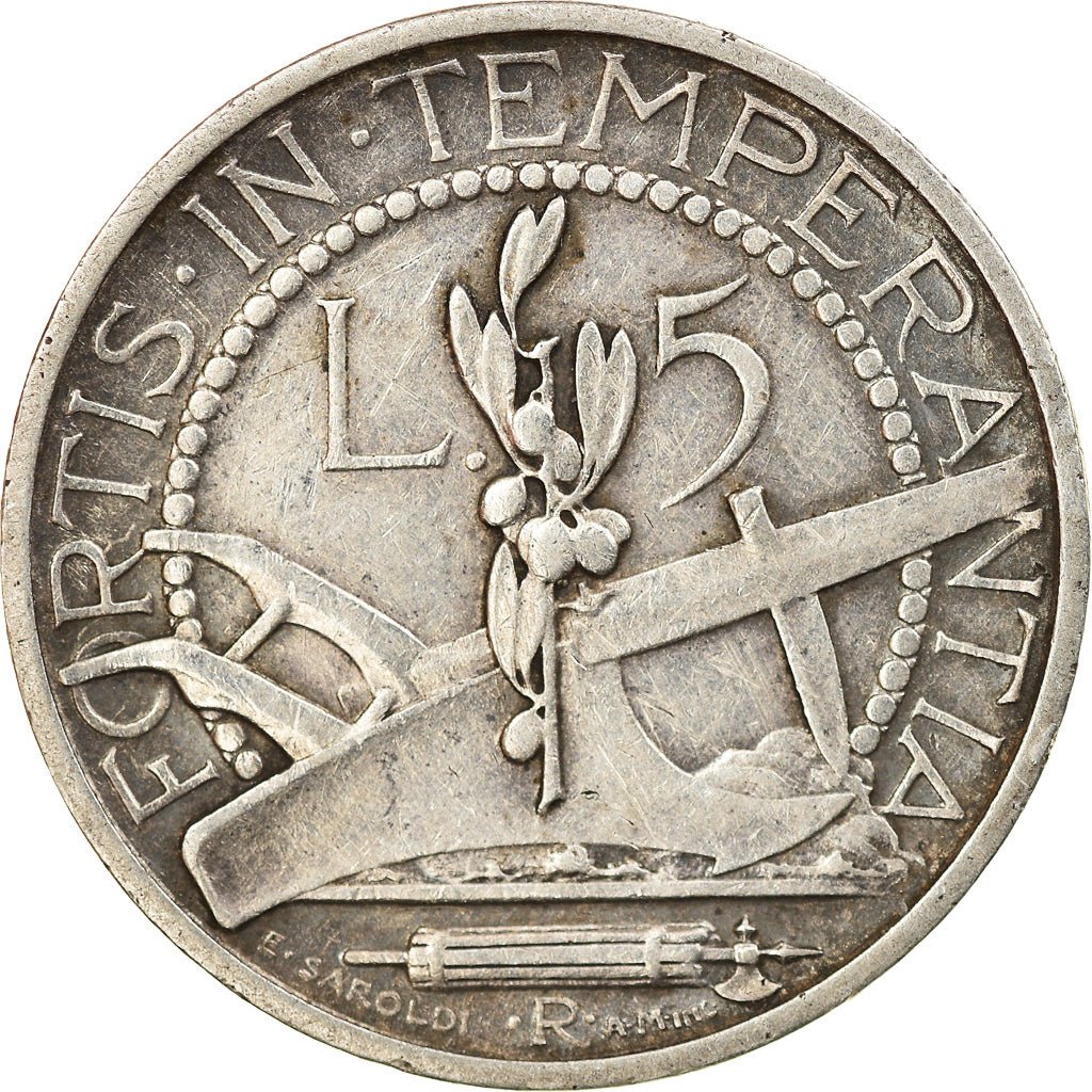 Moneta, San Marino, 5 Lire, 1938, Rome, BB, Argento, KM:9