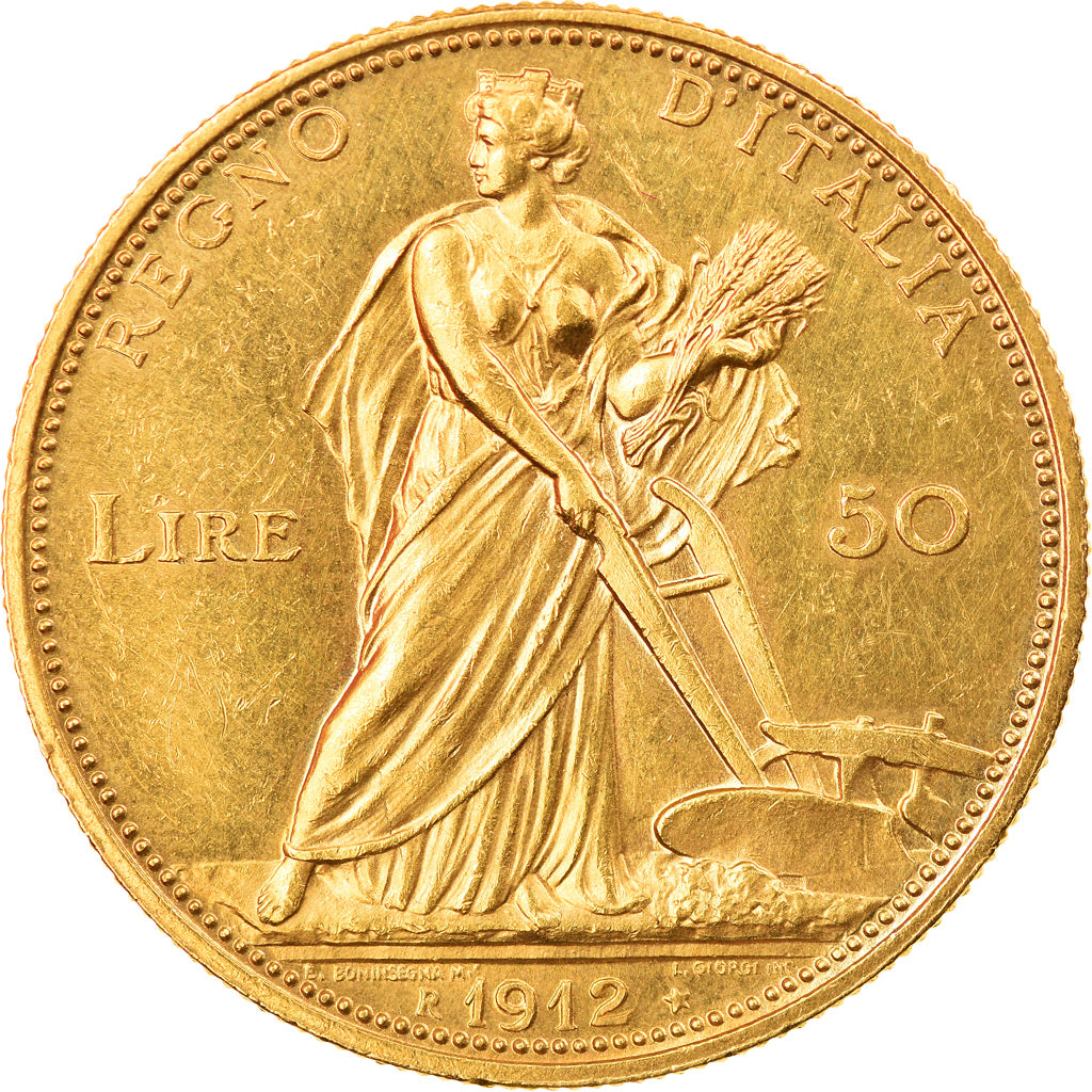 Coin, Italy, Vittorio Emanuele III, 50 Lire, 1912, Rome, MS(60-62), Gold, KM:49