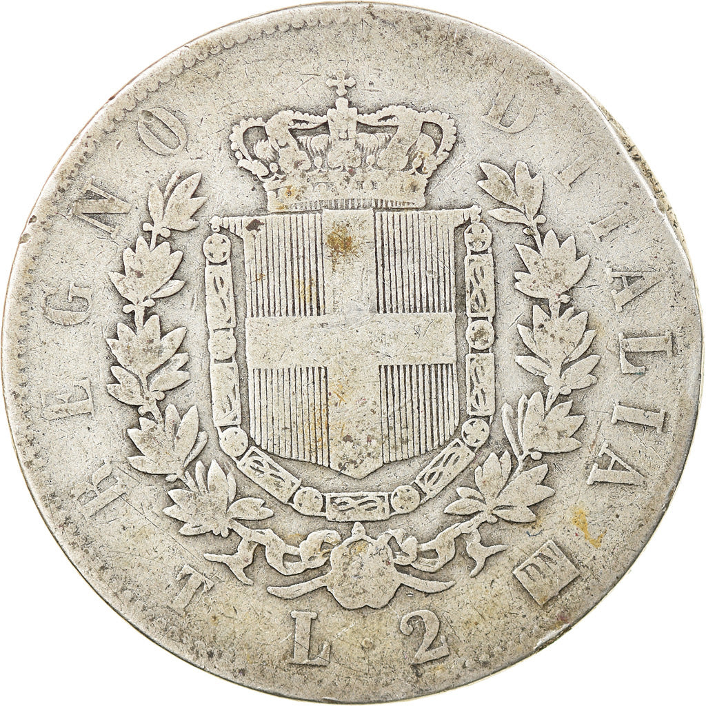 Munten, Italië, Vittorio Emanuele II, 2 Lire, 1863, Torino, ZG+, Zilver