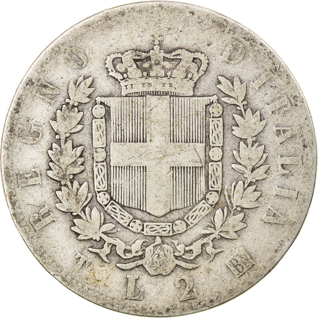 Munten, Italië, Vittorio Emanuele II, 2 Lire, 1863, Torino, ZG+, Zilver