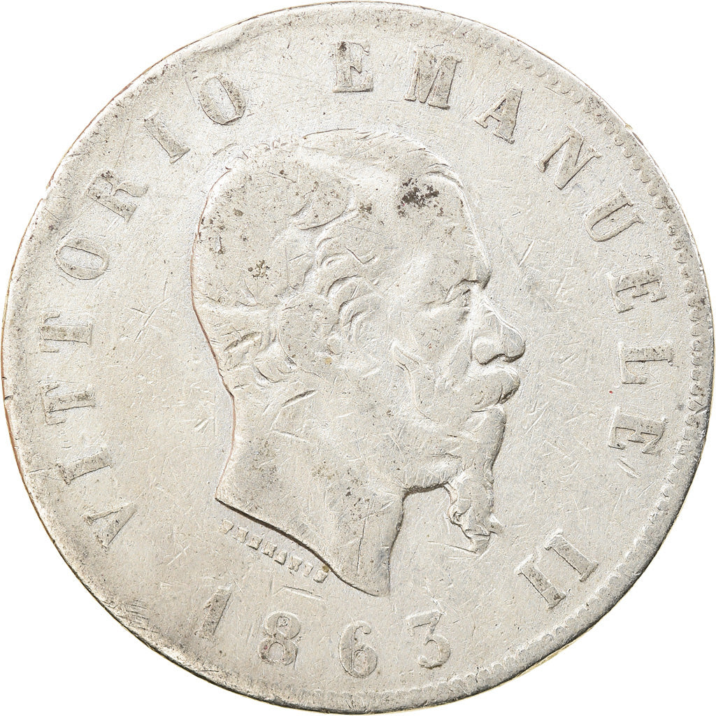 Monnaie, Italie, Vittorio Emanuele II, 2 Lire, 1863, Torino, TB, Argent, KM:6a.2