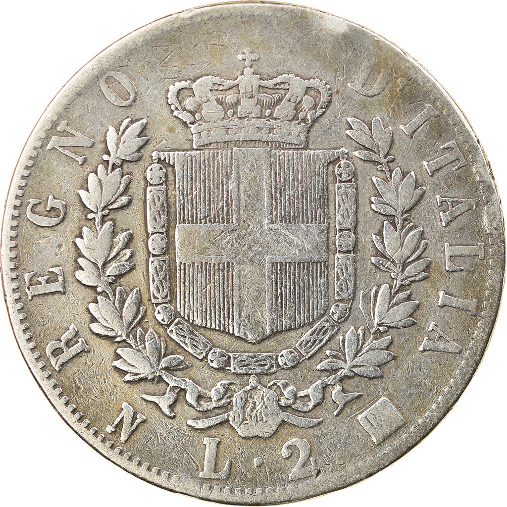 Munten, Italië, Vittorio Emanuele II, 2 Lire, 1863, Naples, FR, Zilver, KM:6a.1