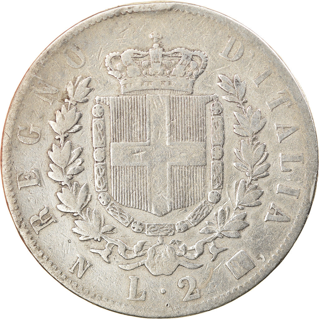 Munten, Italië, Vittorio Emanuele II, 2 Lire, 1863, Naples, FR, Zilver, KM:6a.1