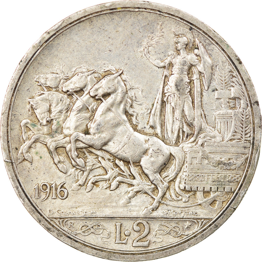 Coin, Italy, Vittorio Emanuele III, 2 Lire, 1916, Rome, EF(40-45), Silver, KM:55