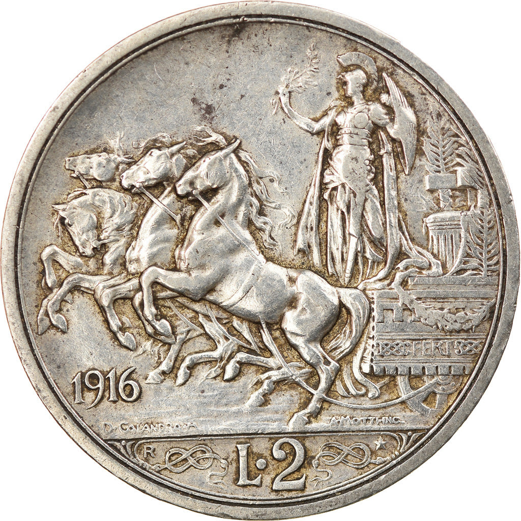 Moneta, Włochy, Vittorio Emanuele III, 2 Lire, 1916, Rome, EF(40-45), Srebro