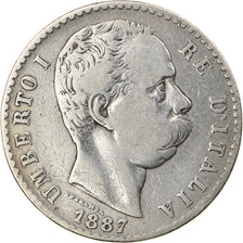 Moneta, Włochy, Umberto I, 2 Lire, 1887, Rome, VF(20-25), Srebro, KM:23