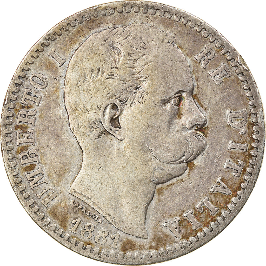 Munten, Italië, Umberto I, 2 Lire, 1881, Rome, FR+, Zilver, KM:23