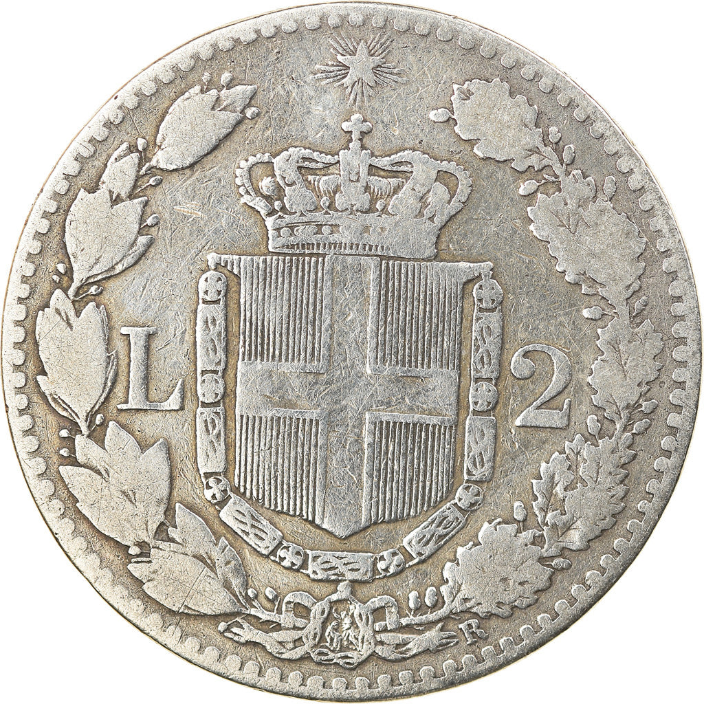 Coin, Italy, Umberto I, 2 Lire, 1882, Rome, VF(20-25), Silver, KM:23