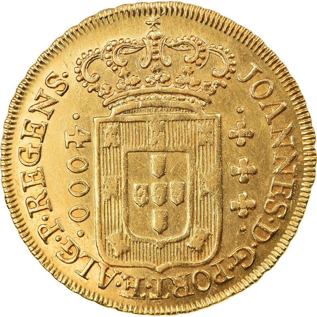 Moneda, Brasil, Joao, 4000 Reis, 1809/8, Rio de Janeiro, SC, Oro, KM:235.2