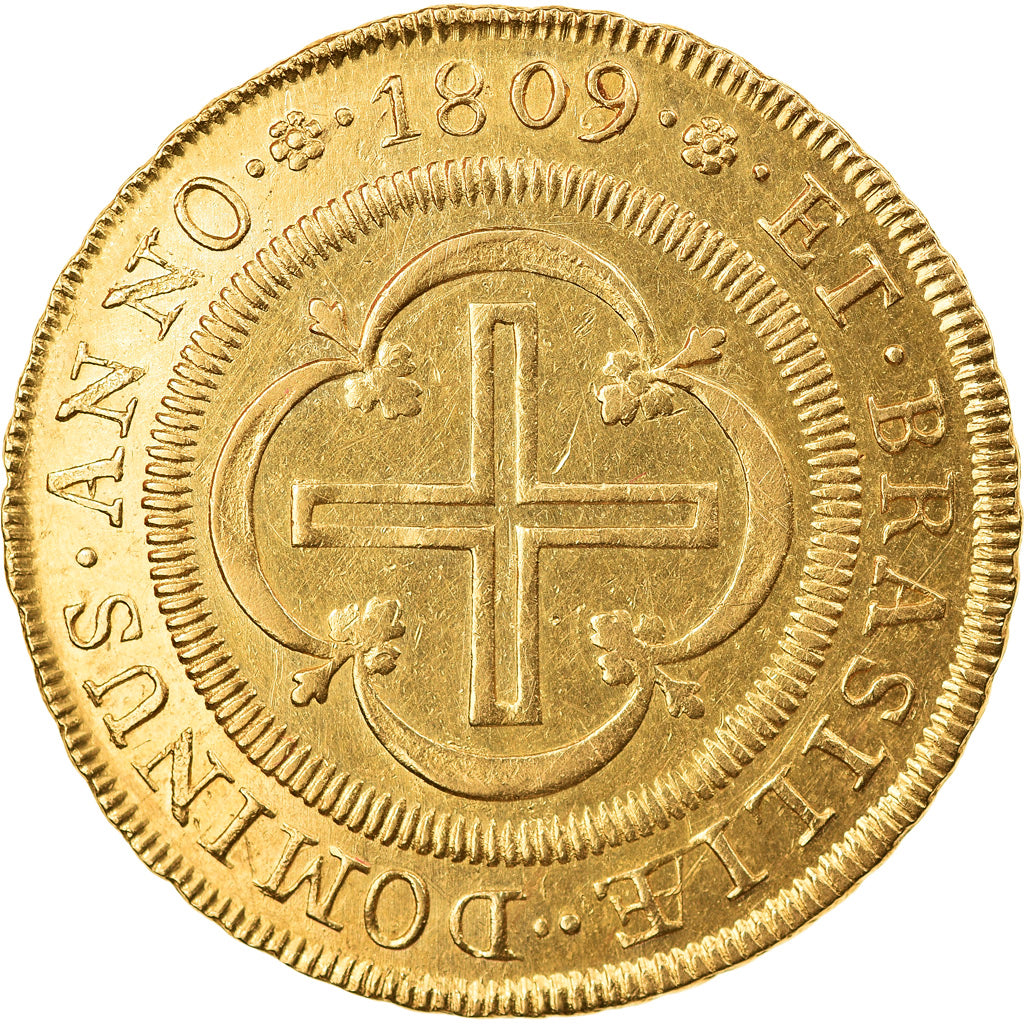 Moneda, Brasil, Joao, 4000 Reis, 1809/8, Rio de Janeiro, SC, Oro, KM:235.2