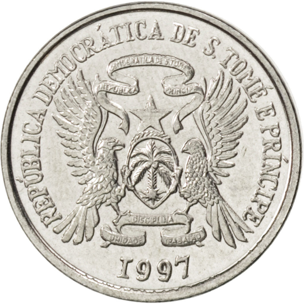 SAINT THOMAS & PRINCE ISLAND, 100 Dobras, 1997, British Royal Mint, KM #87,...